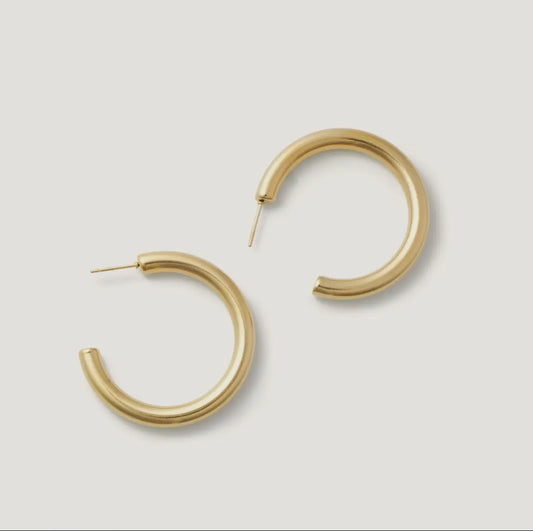 Gold Rome Medium Tube Hoop Earrings