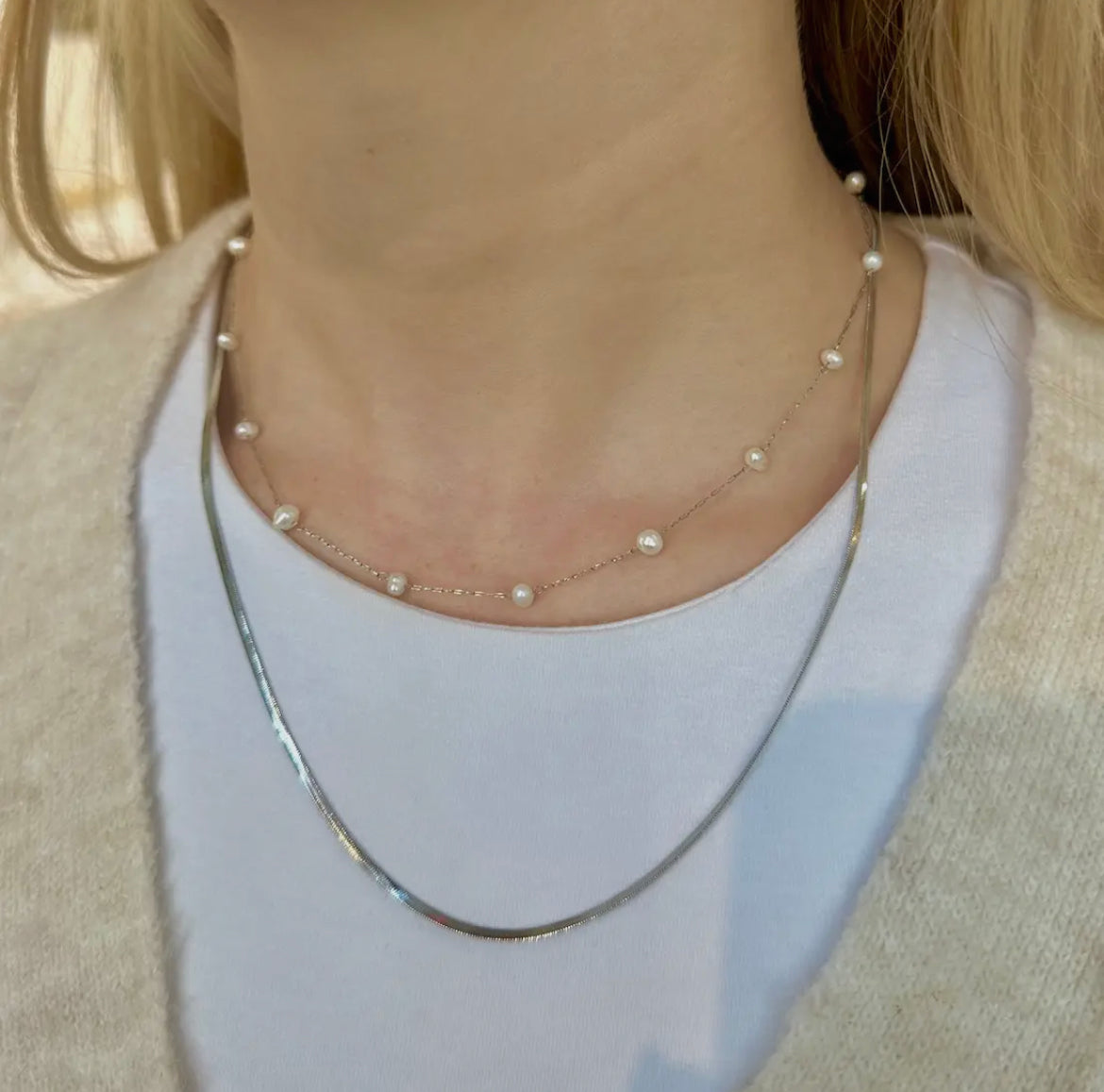 Silver Micro Herringbone Necklace