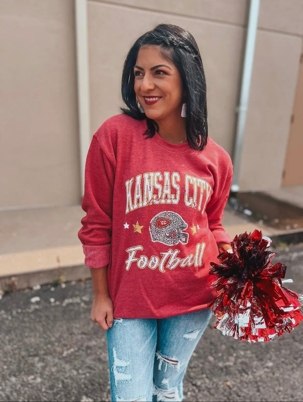 Vintage Red KC Football Sweatshirt