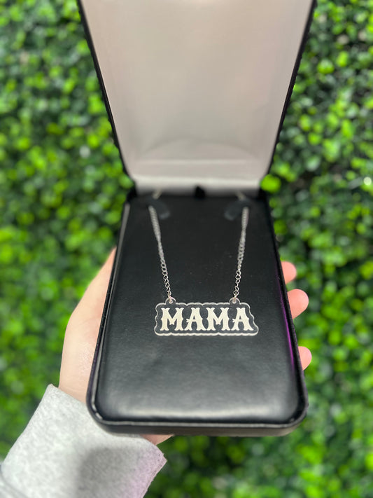 Mama Acrylic Pendant Necklace