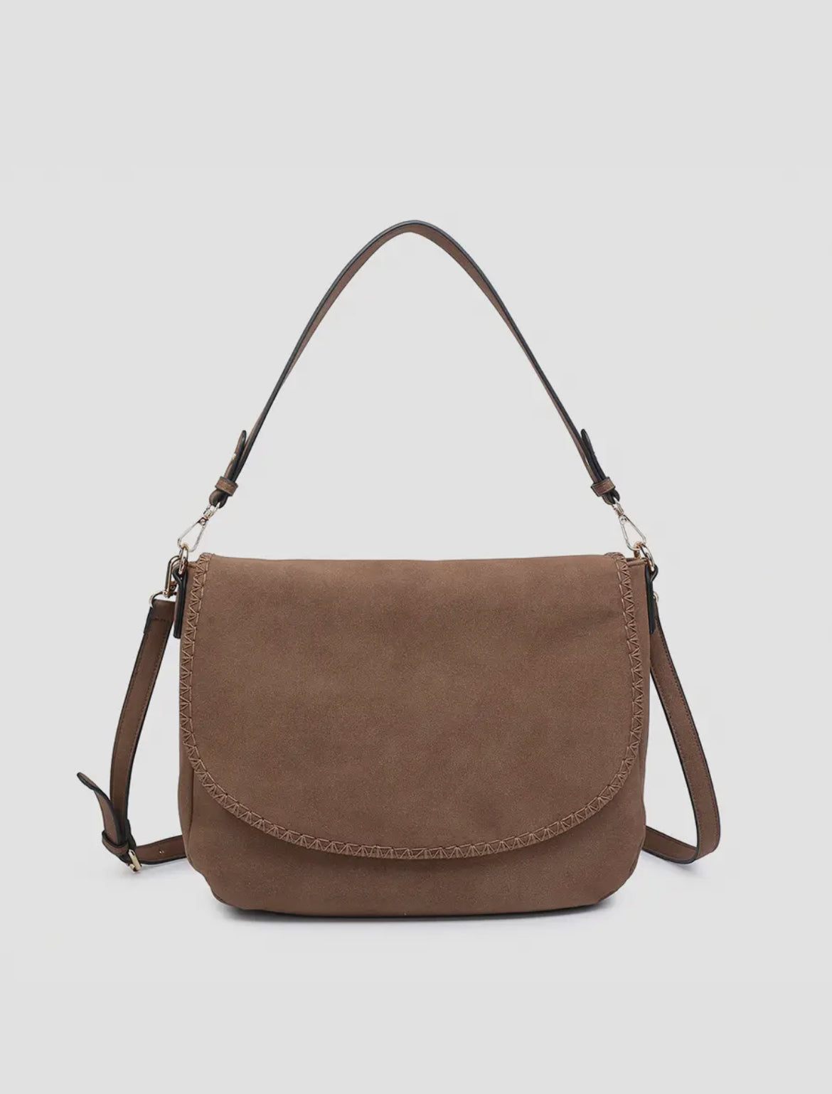 Jess Vegan Stitched Suede Shoulder Bag