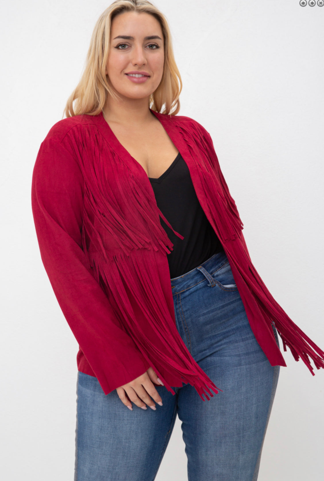 Burgundy Suede Fringe Jacket