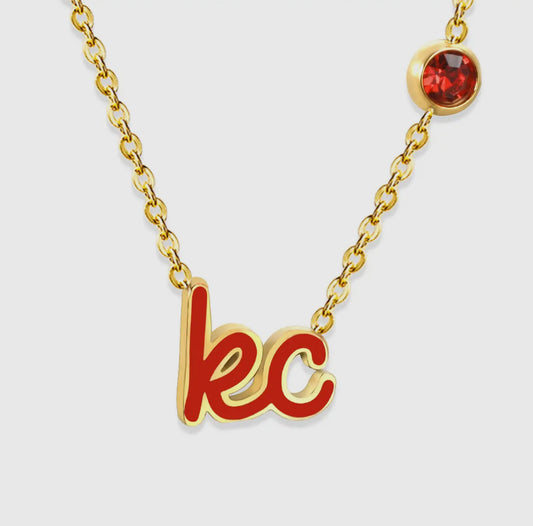 Kansas City Red Script Necklace