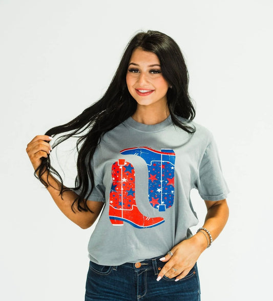 2XL Glitter Boots Comfort Colors Tee