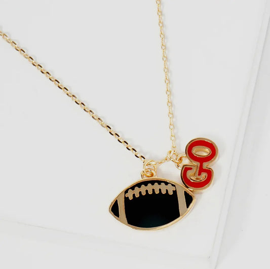 Black Football Charm Necklace