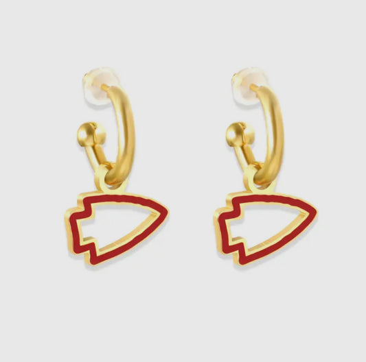 Kansas City Red Arrowhead Huggie Earrings