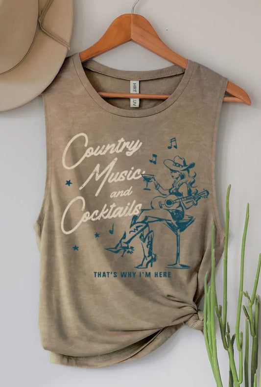Country Music & Cocktails Premium Mineral Tank