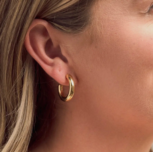 Gold Rome Medium Tube Hoop Earrings