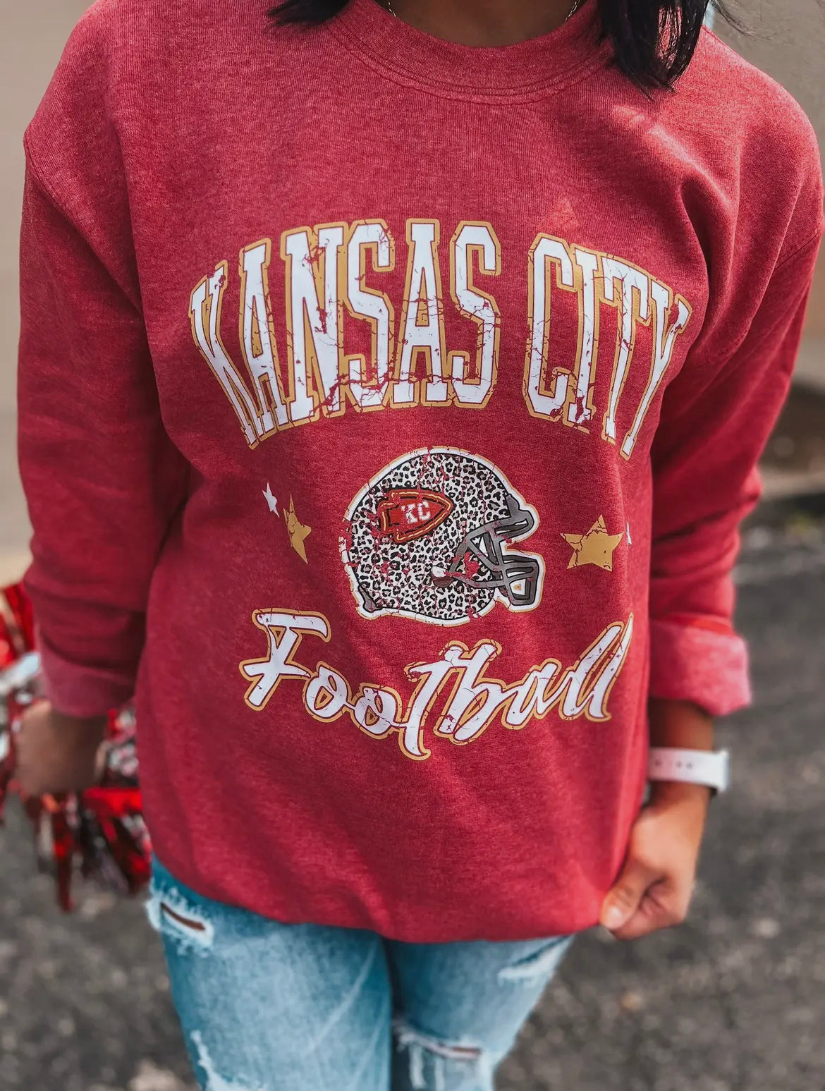 Vintage Red KC Football Sweatshirt