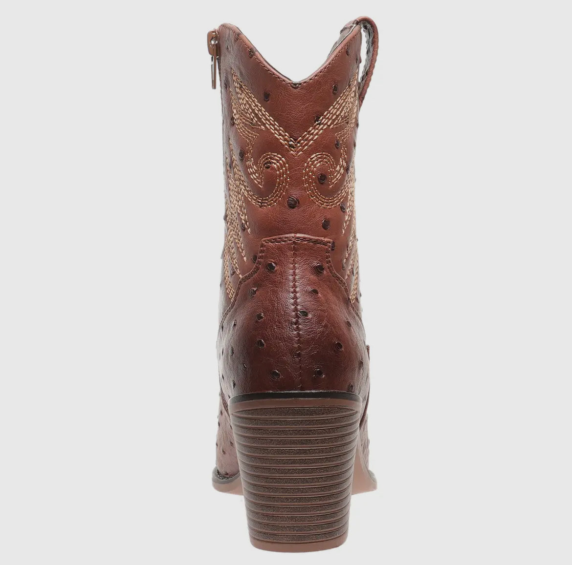 Megan Whiskey Faux Ostrich Short Boots
