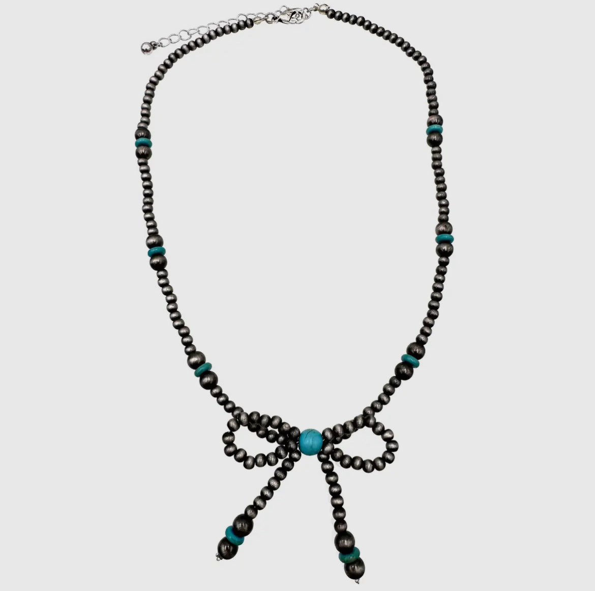 Desert Pearl + Turquoise Bow Necklace
