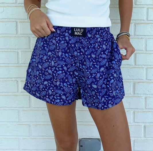 Lulu Mac Blue Paisley Boxer Shorts