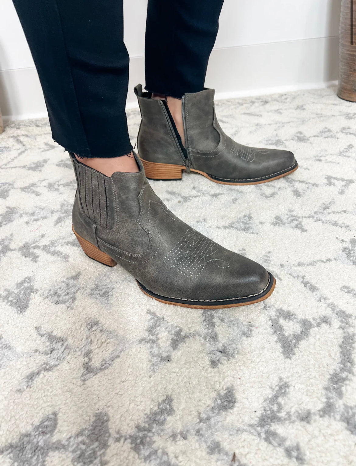 Kaylee Black Vegan Leather Side Zip Booties