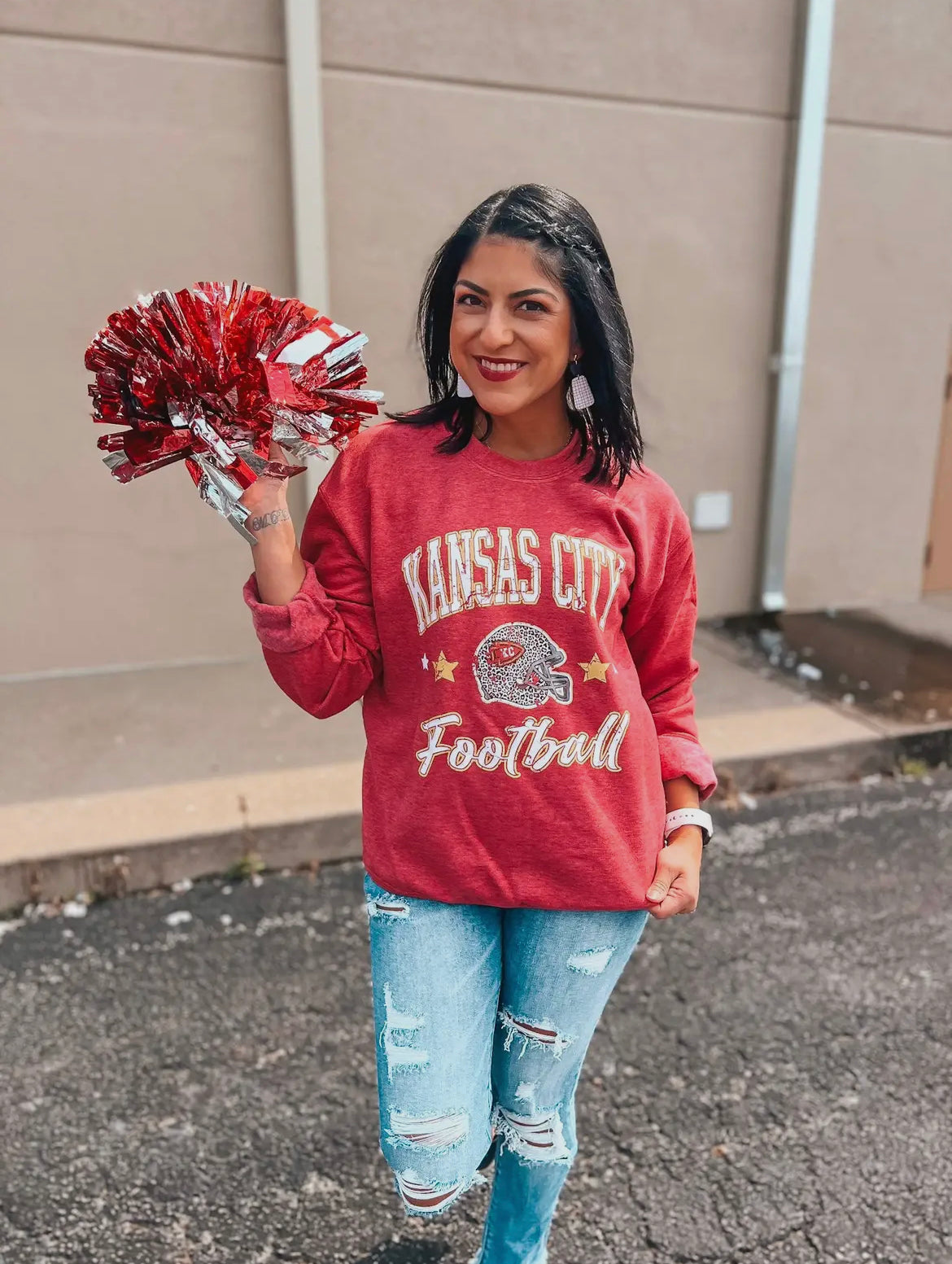 Vintage Red KC Football Sweatshirt