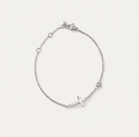 Silver Martha Cross Gem Bracelet