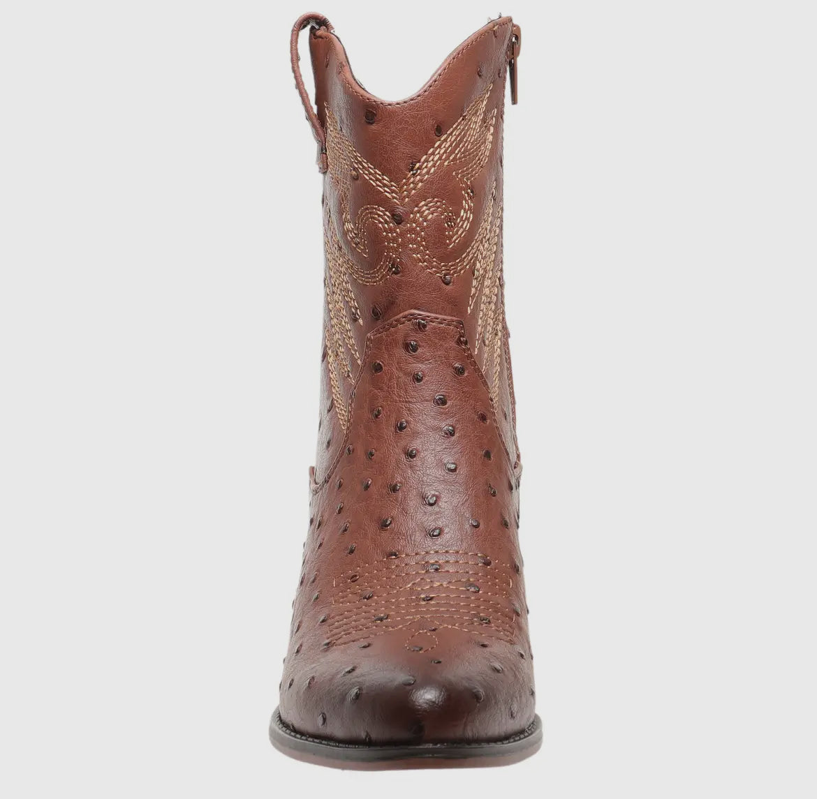 Megan Whiskey Faux Ostrich Short Boots