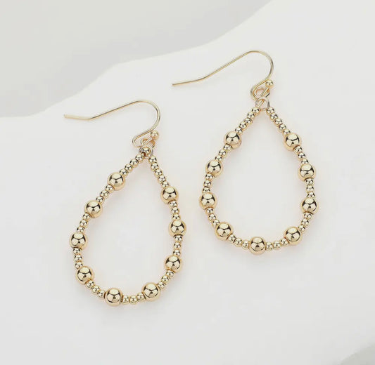 Gold Ball Teardrop Dangle Earrings