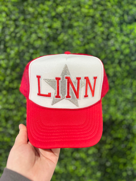 Red Linn Star Trucker Hat