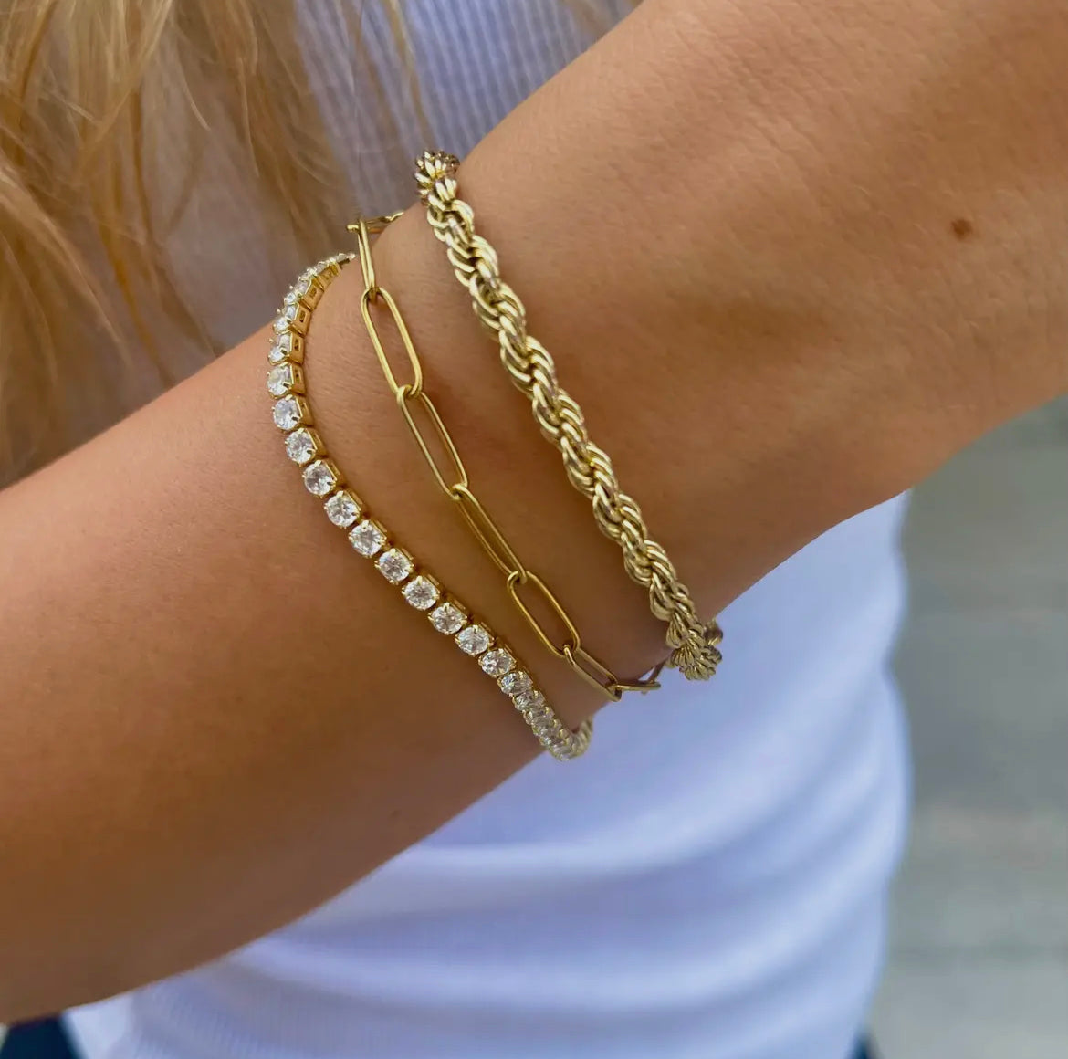 Gold Stella Crystal Tennis Bracelet