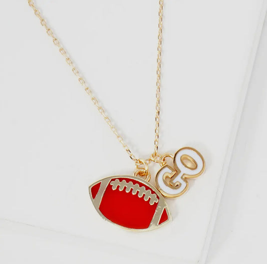 Red Football Charm Necklace