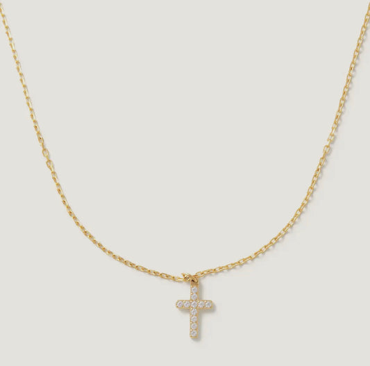 Gold Crystal Cross Necklace