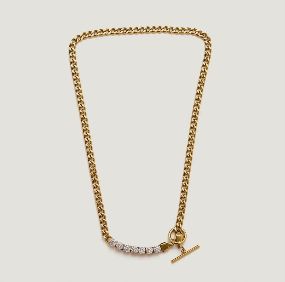 Gold Tay Front Clasp Bling Necklace