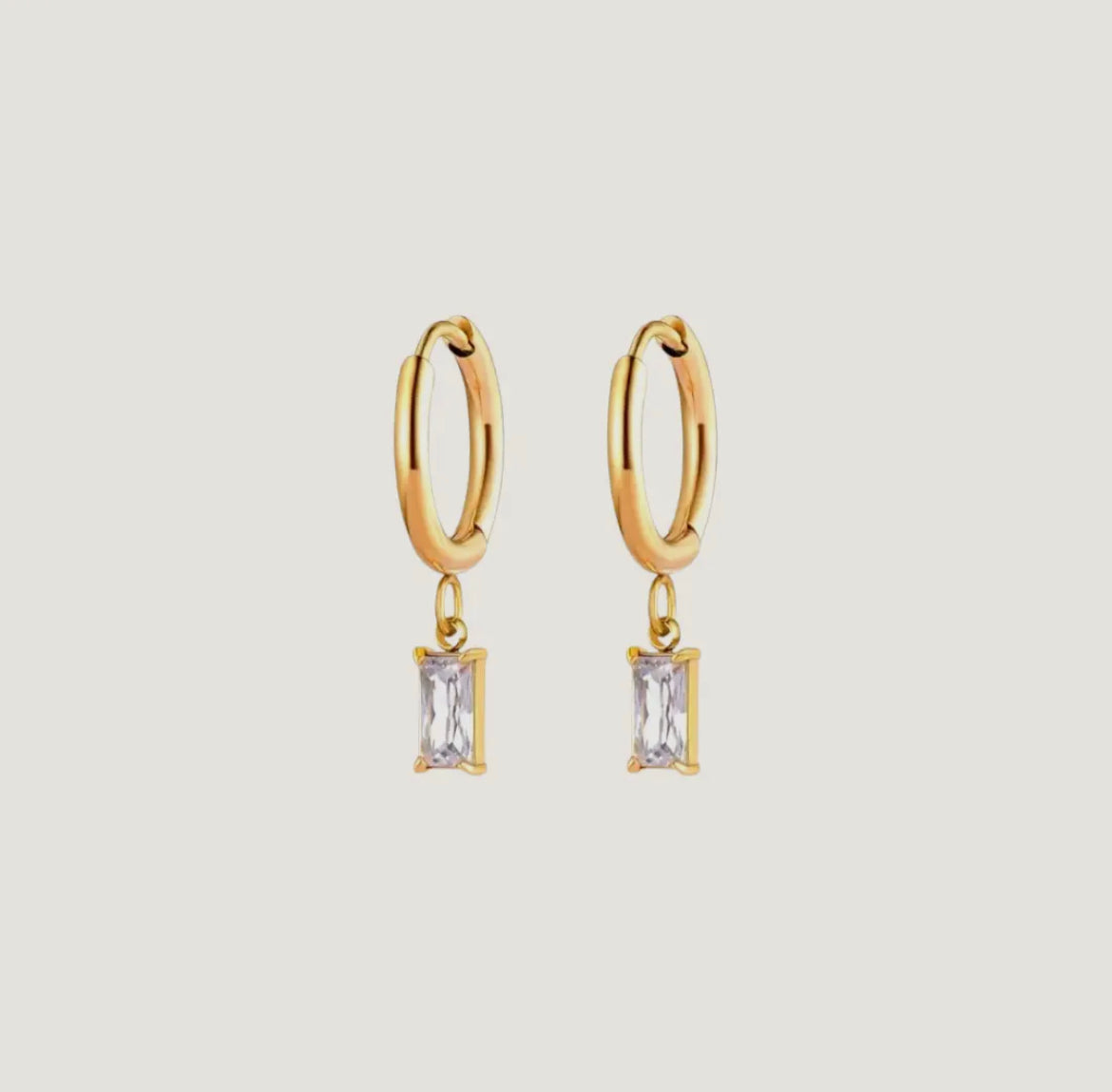 Gold Eden Crystal Gem Huggie Earrings