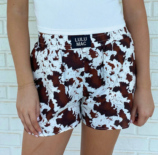 Lulu Mac Cow Print Boxer Shorts