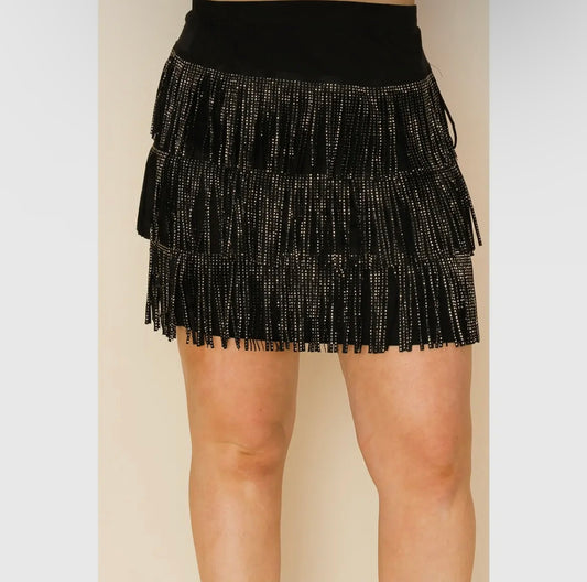 Black Blingy Fringe Skirt