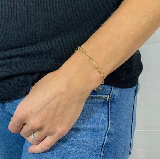 Gold Sasha Paperclip Chain Bracelet