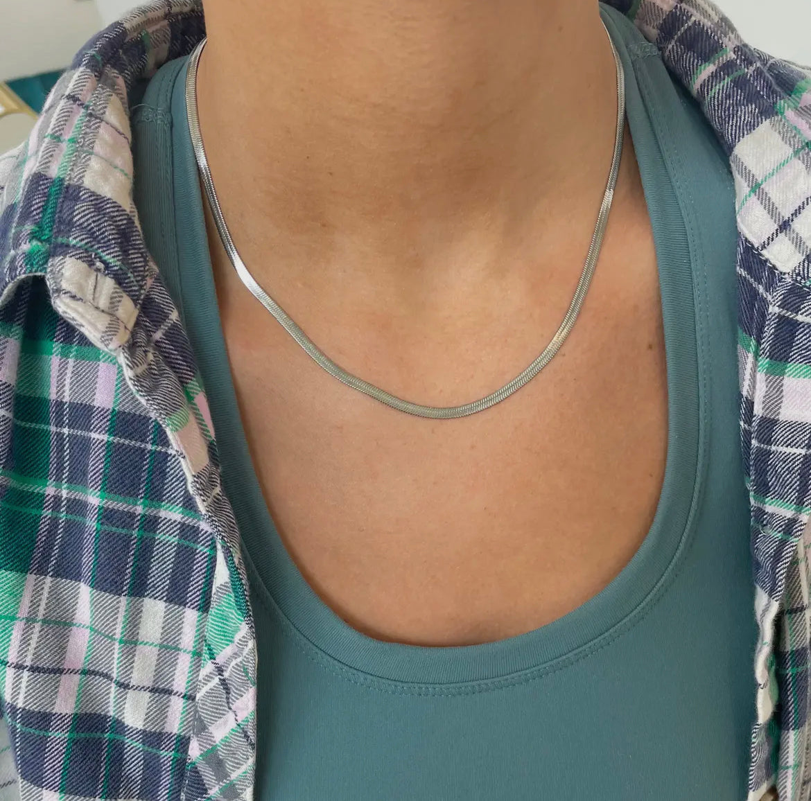 Silver Herringbone Necklace