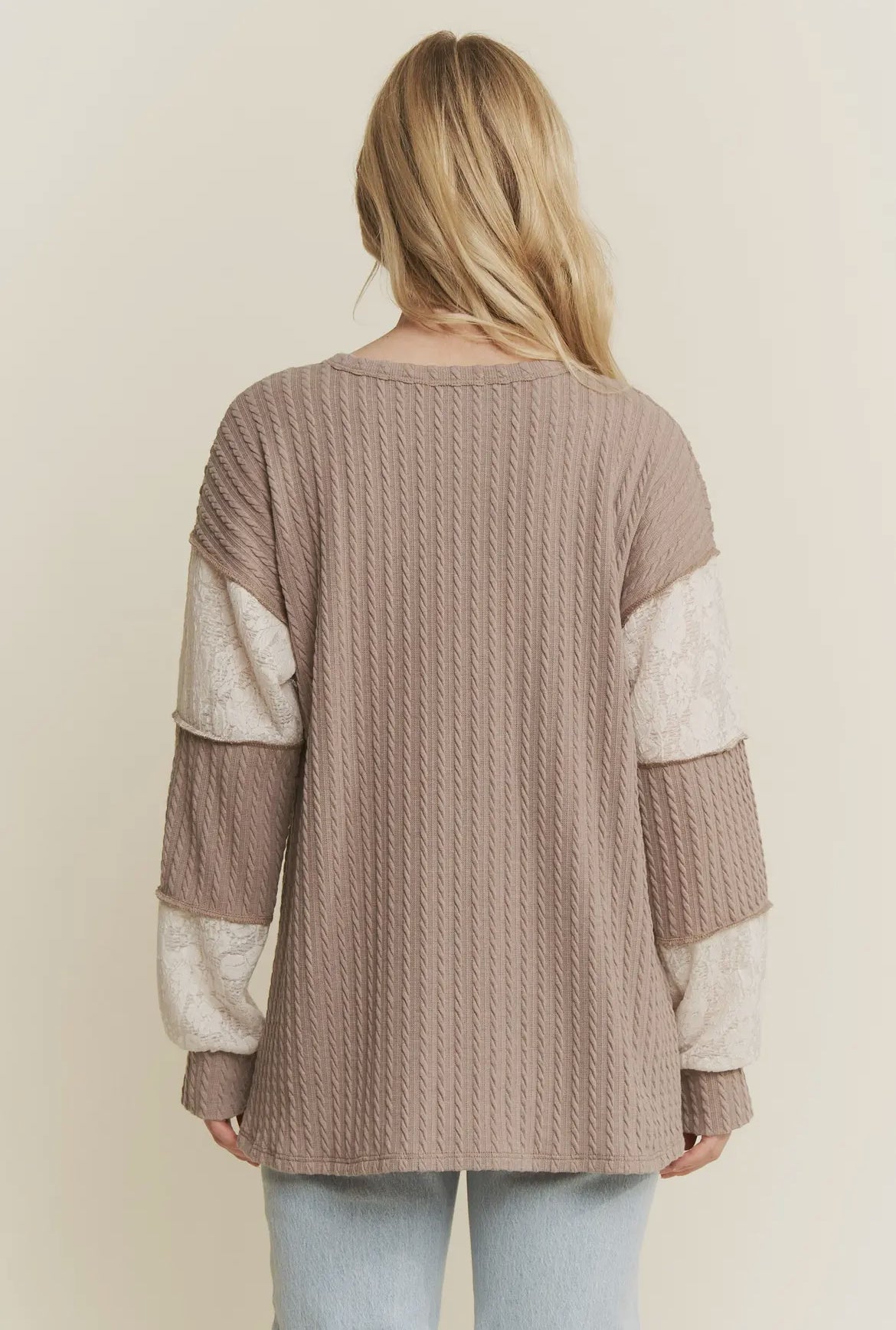 Coco Ribbed Lace Detail Long Sleeve Top