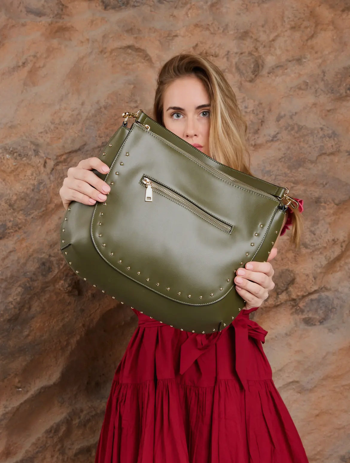 Aurelia Studded Hobo w/ Crossbody Strap