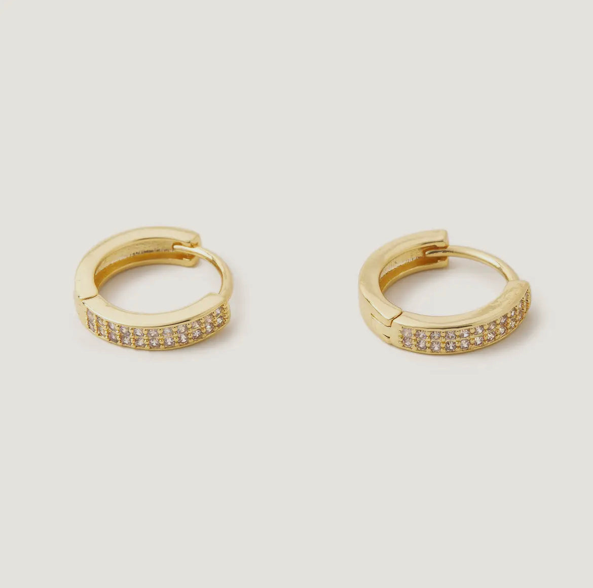 Gold Crystal Huggie Earrings