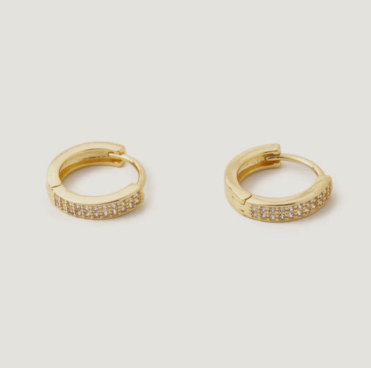 Gold Crystal Huggie Earrings