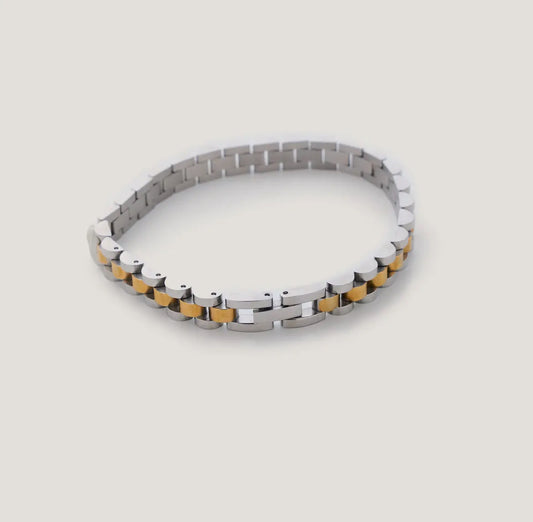 Mixed Metal Watch Band Bracelet