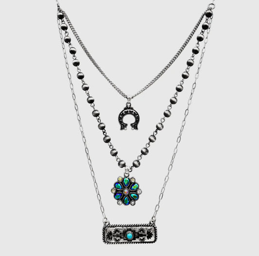 Horseshoe Triple Layer Necklace