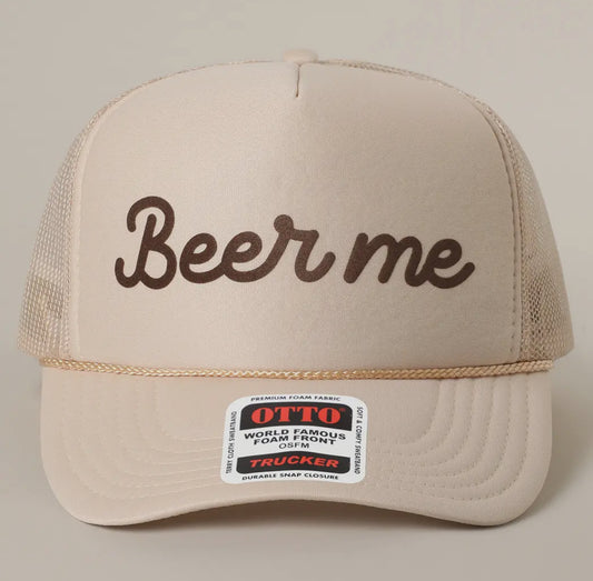 Tan Beer Me Trucker Hat