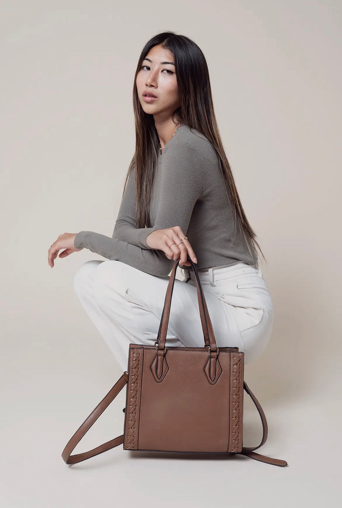 Betsy Whipstitch Vegan Structured Handbag M2344