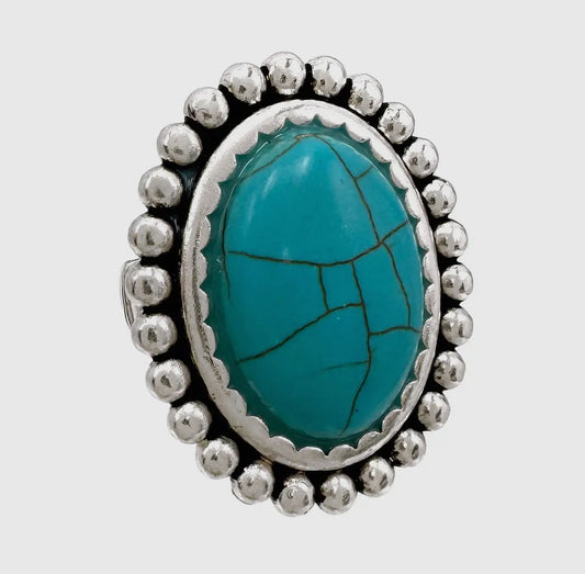 Large Oval Turquoise Western Stretch Ring