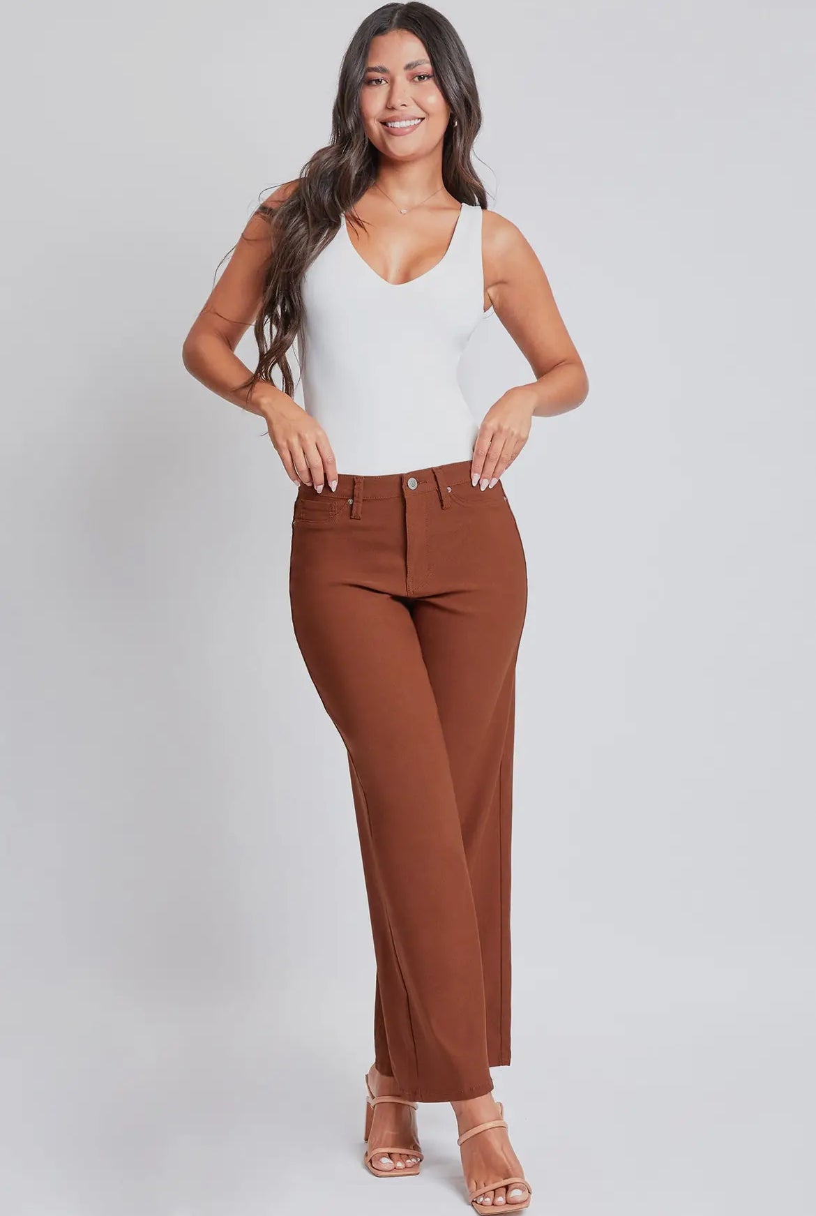 YMI Copper Hyperstretch High Rise Wide Leg Jeans