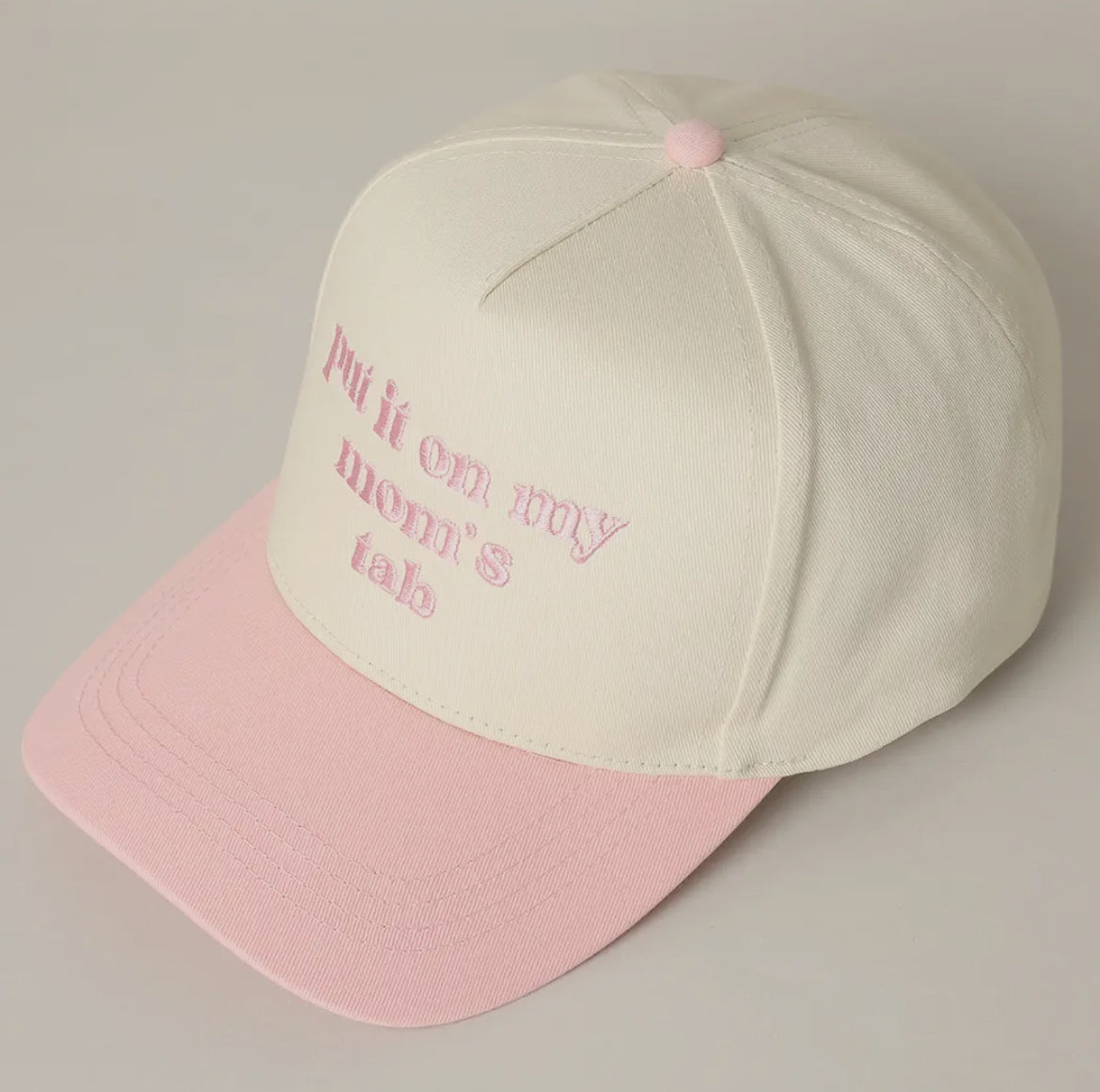 Pink Put It On My Mom’s Tab Trucker Hat