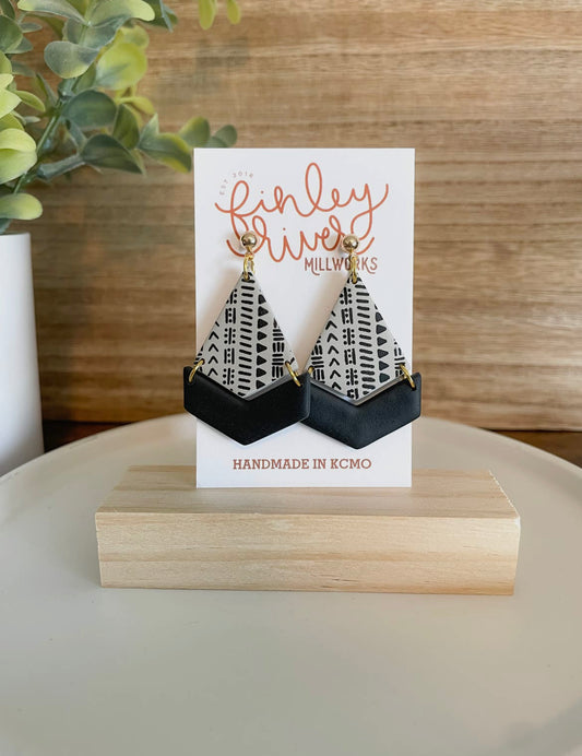 Dallas Black + Nude Clay Earrings