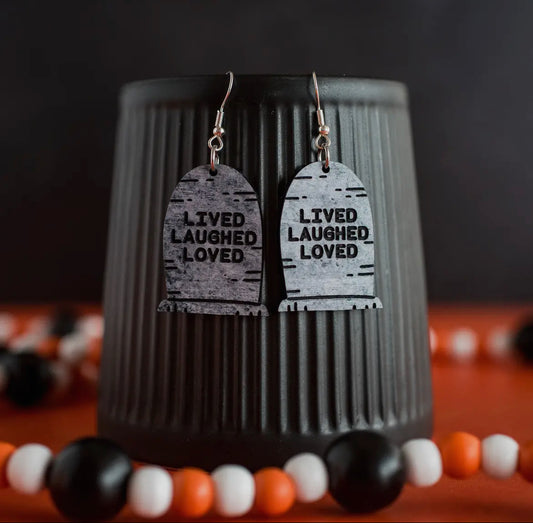 Lived Laughed Loved Tombstone Earrings