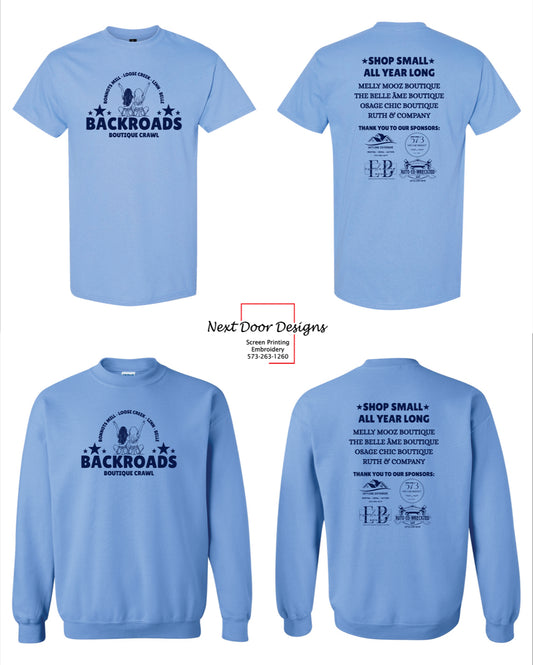 *PRE-ORDER* Backroads Boutique Crawl Tee & Sweatshirt