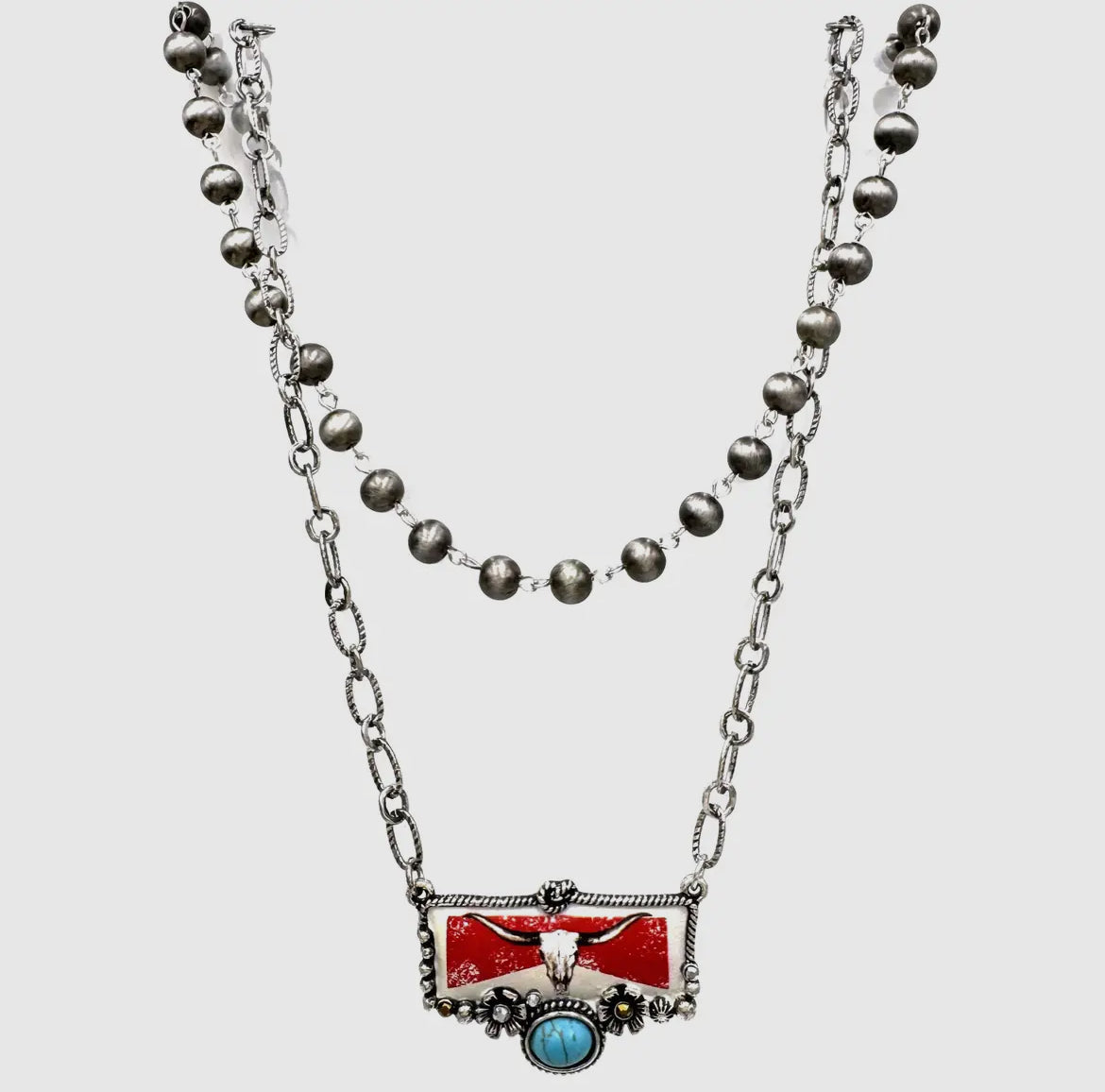 Longhorn and Desert Pearl Layered Necklace