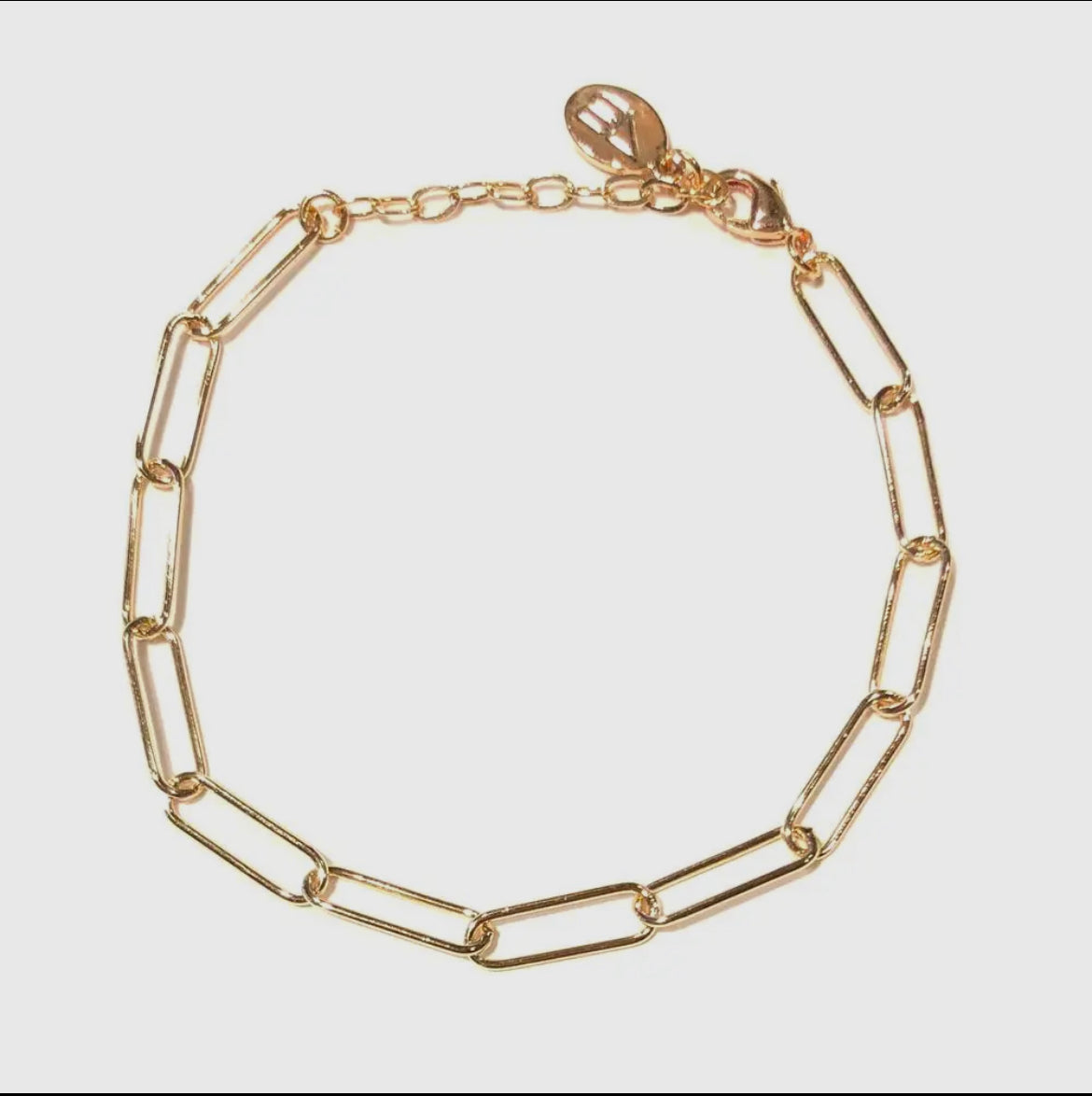 Gold Sasha Paperclip Chain Bracelet