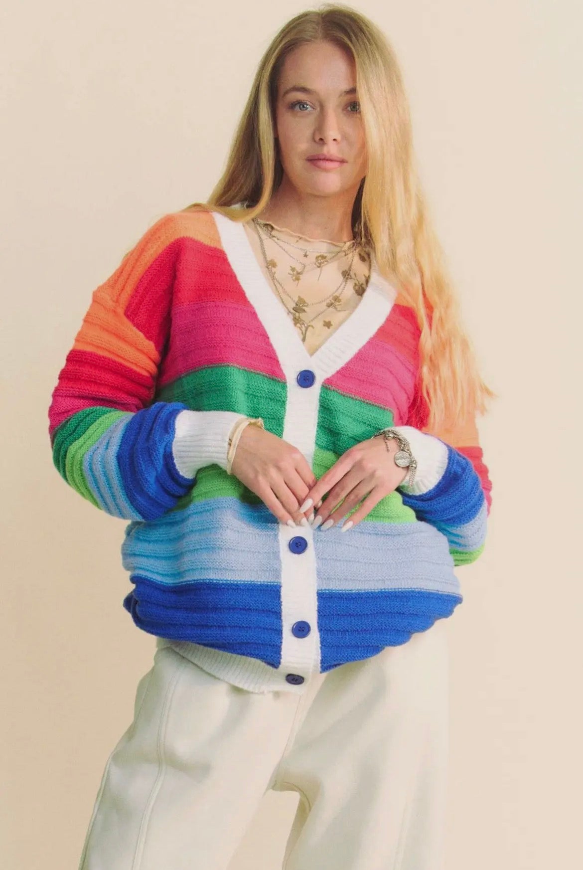 Vibrant Stripes Colorful Cardigan