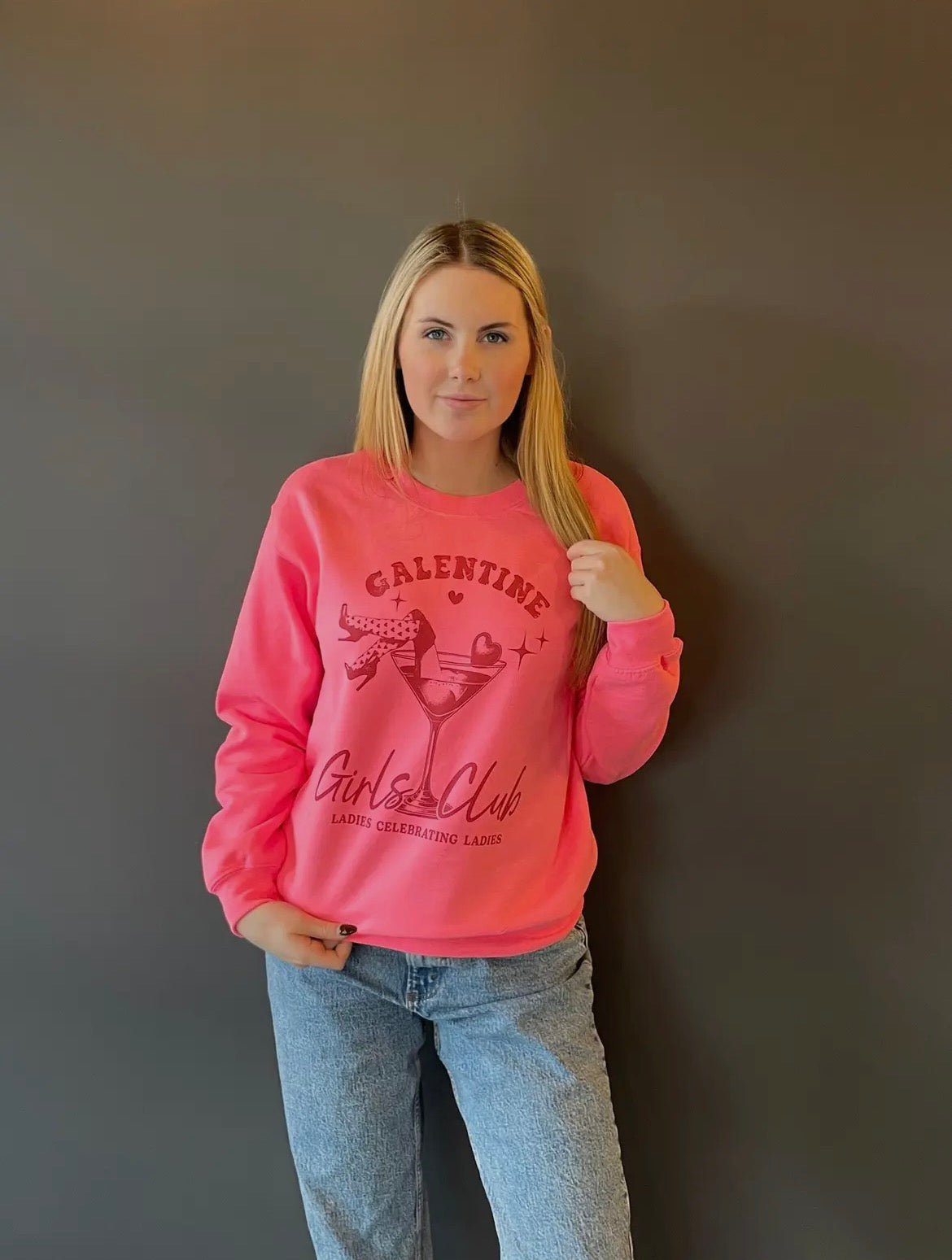Hot Pink Galentine Girls Club Sweatshirt