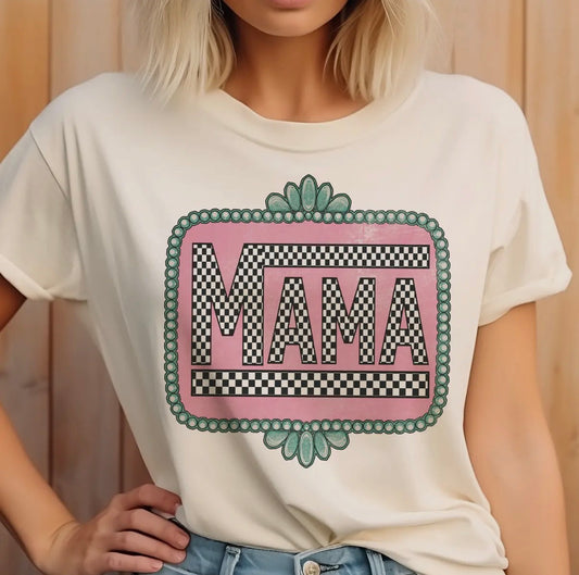 Western Checkered Mama Tee